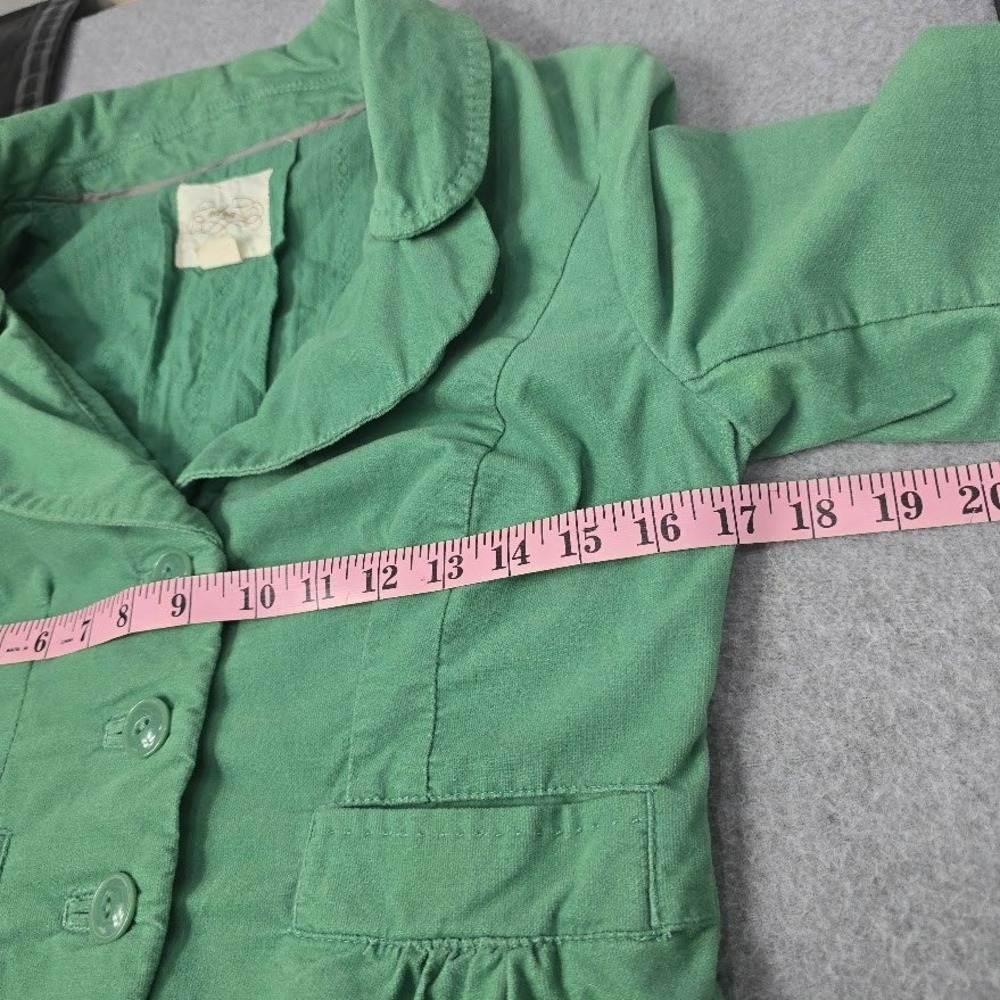Vtg 90s‎ Y2K Cidra Blazer Jacket 2 S Green Cropped 3/4 Sleeves Fairy Coquette - Picture 7 of 16